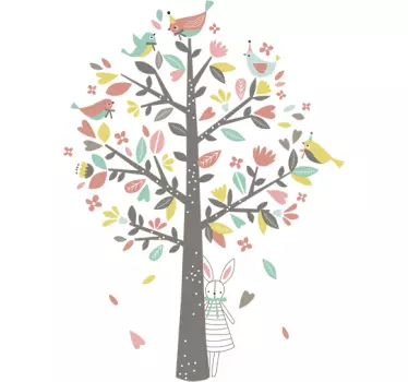 Pastel autumn tree illustration wall art - TenStickers