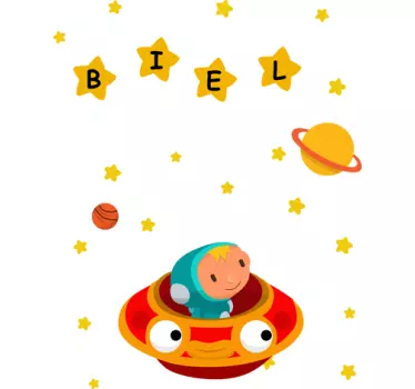 Personalised Spaceship Kids Sticker - TenStickers