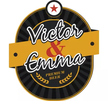 personalized beer with text wedding vinyl sticker - TenStickers