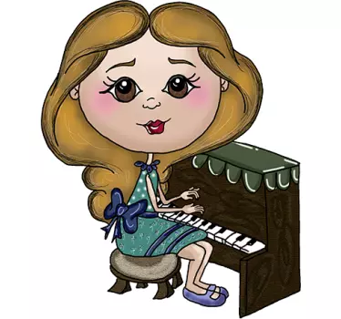 Pianist Illustration Sticker - TenStickers