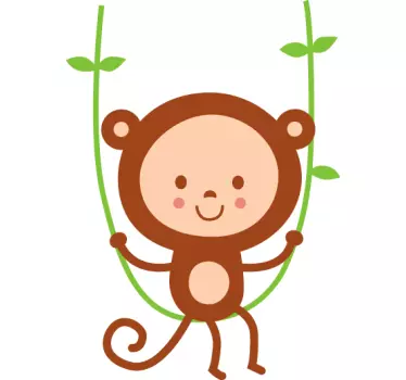 Playful monkey swinging wall sticker for kids - TenStickers