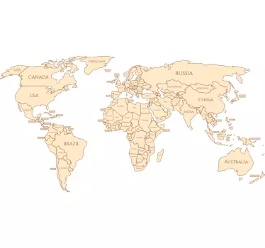 Political World Map Sticker - TenStickers