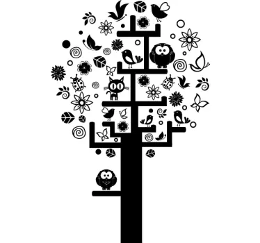 Populated Tree Sticker - TenStickers