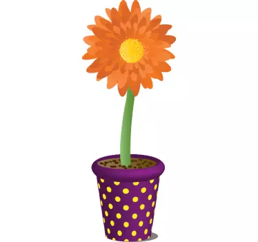 Potted Sunflower Wall Sticker - TenStickers
