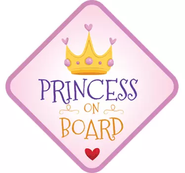 Pink princess crown sign baby on board sticker - TenStickers