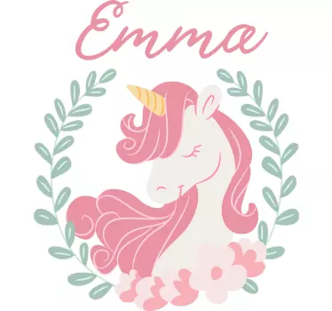 Princess unicorn with name fairy tale wall decal - TenStickers