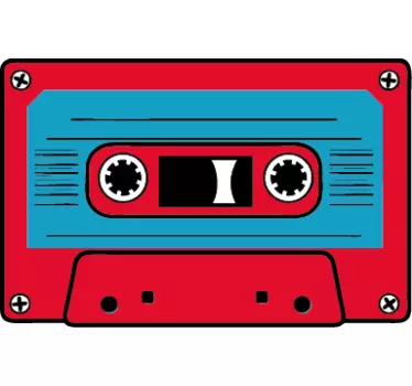 Red and Blue Cassette Sticker - TenStickers