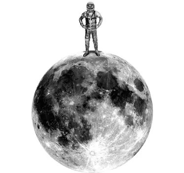 Retro astronaut space  science wall decal - TenStickers