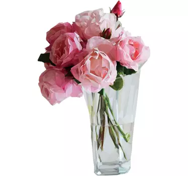 Roses in a glass jar flower wall decor - TenStickers