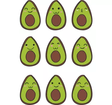 Set happy avocados fruit wall decal - TenStickers