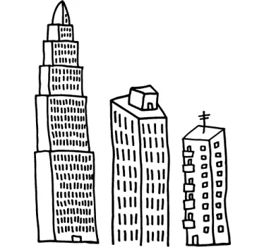 Three Building Line Wall Sticker - TenStickers