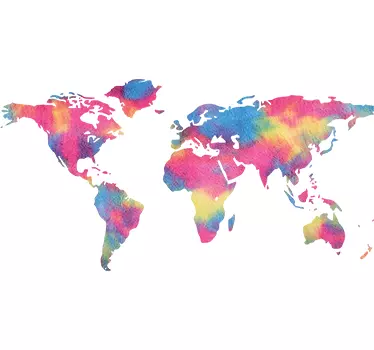 Tie dye world map sticker - TenStickers