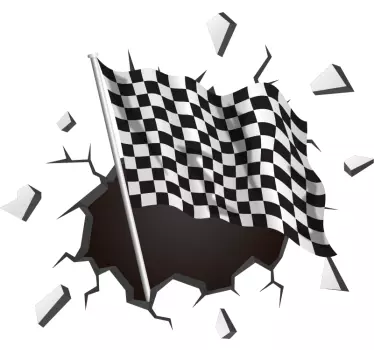 trompe l'oeil racing flag visual effects wall decal - TenStickers