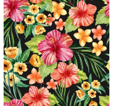 Tropical Flower Watercolour Wall Sticker - TenStickers
