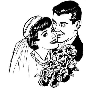 Vintage Wedding Portrait Sticker - TenStickers