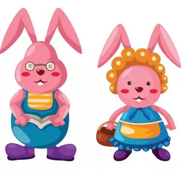 Wall sticker for kids cute cartoon rabbits - TenStickers