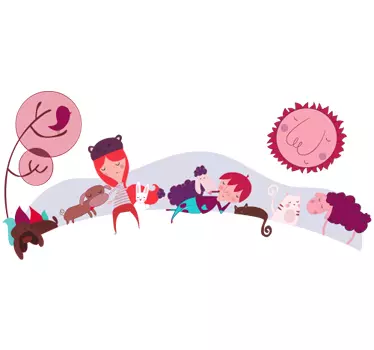 Wall sticker for kids sleepy animal friends - TenStickers