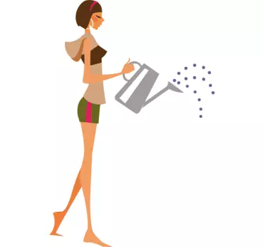 Woman Watering Plants health and beauty sticker - TenStickers
