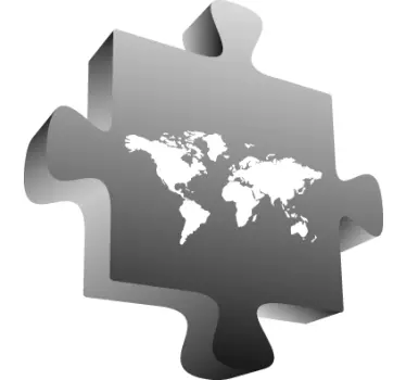 World Map in Puzzle Piece Sticker - TenStickers