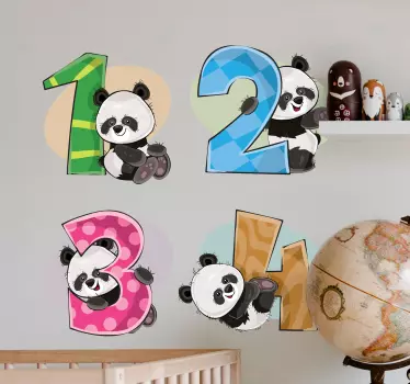 4 panda's educational sticker - TenStickers