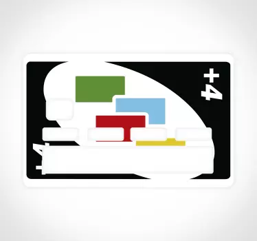 +4 UNO card game bank card sticker - TenStickers
