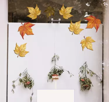 Pack of 9 Autumn Leaves Wall Decal - TenStickers