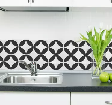 Flower pattern floor tile sticker - TenStickers