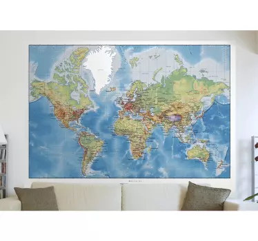 Atlas world map wall sticker - TenStickers