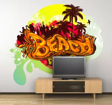 Beach Party Scene Decal - TenStickers