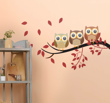 Three cute owls bird sticker - TenStickers