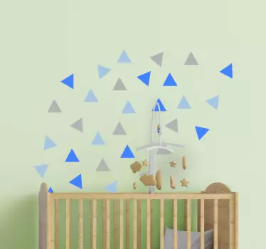 Pack of 30 little gray and blue triangles  baby wall sticker - TenStickers