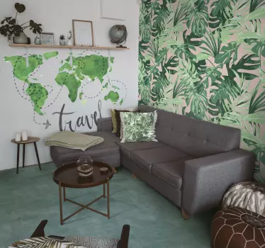 Travel and plane world map sticker - TenStickers