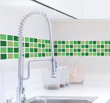 Green tones border tile stickers - TenStickers
