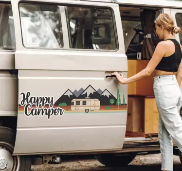 Happy Camper caravan decal - TenStickers