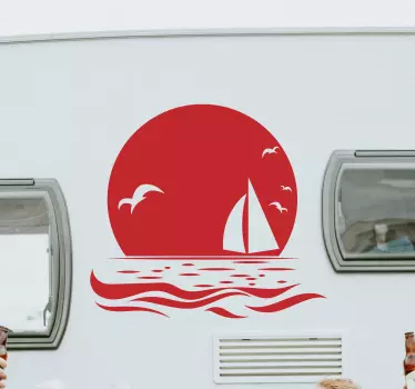 Sunset on beach caravan decal - TenStickers