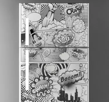 Black and white comic vinyl fridge sticker - TenStickers