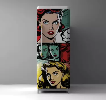 Vintage comic vinyl fridge sticker - TenStickers