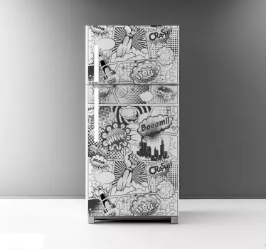 Black and white comic vinyl fridge sticker - TenStickers