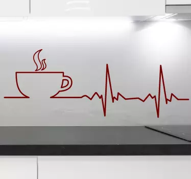 Coffee Heartbeats Wall Sticker - TenStickers