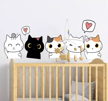 Anime cats family cartoon wall sticker - TenStickers