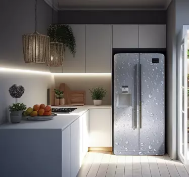 Grey vinyl texture with drops fridge sticker - TenStickers
