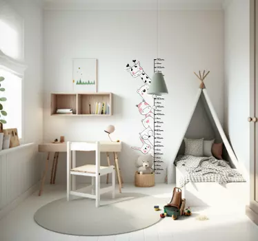 wild animals meter height chart sticker - TenStickers