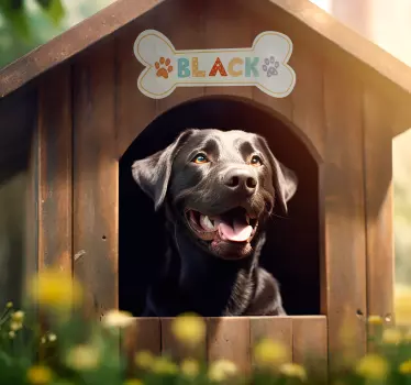Dog house name pet sticker - TenStickers