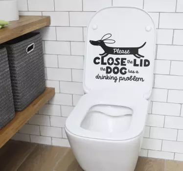 Close the lid dog pet toilet art decal - TenStickers