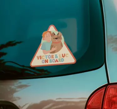 Kid and dog on board car vinyl sticker - TenStickers