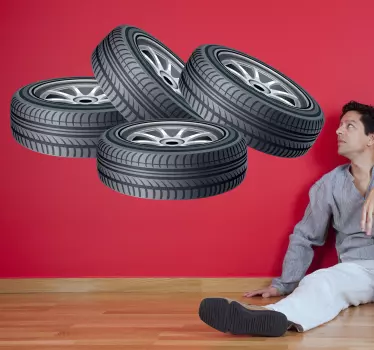 Four Tyres Wall Sticker - TenStickers