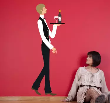 Waiter & Tray Wall Sticker - TenStickers