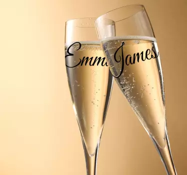 Customized Champagne Glasses wedding sticker - TenStickers