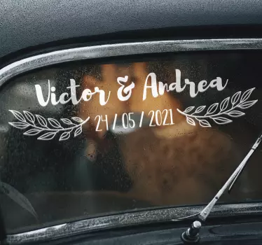 Name and date wedding vinyl decal - TenStickers
