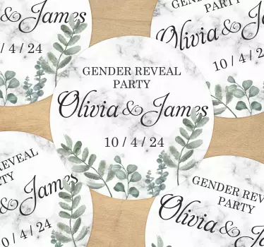 Gender reveal party marble Personalised sticker - TenStickers